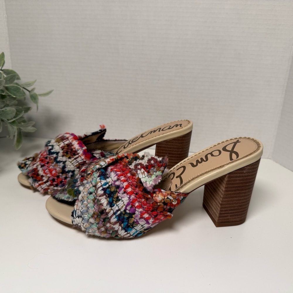 Sam Edelman Oda Slide Tweed Multicolor Knot Top Mule Sandal Size 8.5 Boho Fem - Picture 10 of 15